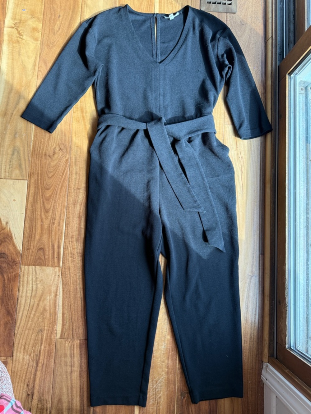 Prologue Black V-Neck Belted Jumpsuit